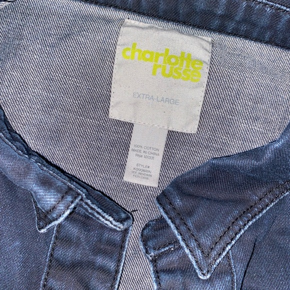 Charlotte Russe Dark Blue Cropped Denim Jacket - Picture 5 of 8